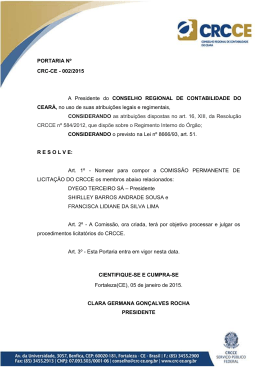 PORTARIA Nº CRC-CE - 002/2015 A Presidente do CONSELHO