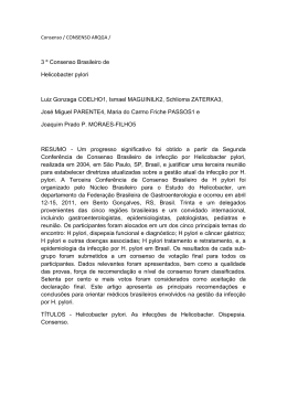 3 º Consenso Brasileiro de Helicobacter pylori Luiz Gonzaga