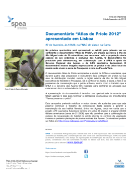 Documentário “Atlas do Priolo 2012” apresentado em Lisboa