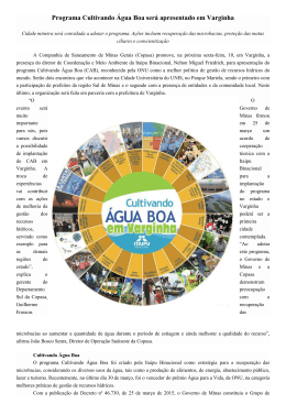 Programa Cultivando Água Boa será apresentado em