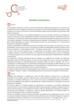 Genética bacteriana - Universidade Federal de Minas Gerais