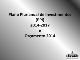 Plano Plurianual de Investimentos (PPI) 2014