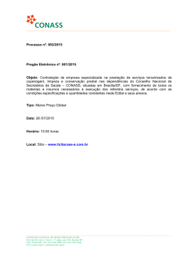 Processo nº. 093/2015 Pregão Eletrônico nº. 001/2015 Objeto