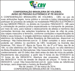 confederação brasileira de voleibol aviso de pregão eletrônico nº pe