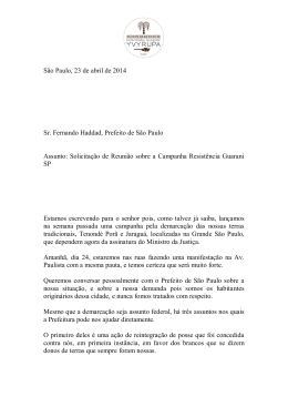 Carta da Campanha Resistência Guarani SP ao Prefeito Haddad