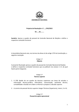 ASSEMBLEIA NACIONAL Projecto de Resolução n.º……/VIII/2015