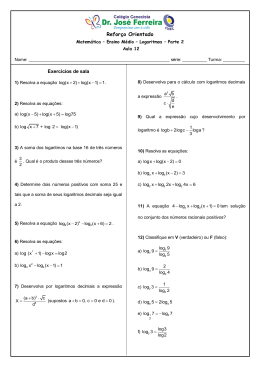Reforço Matematica EM - Logaritmos - Atividade 12