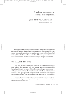 A ideia de sacramento na teologia contemporânea José Manuel