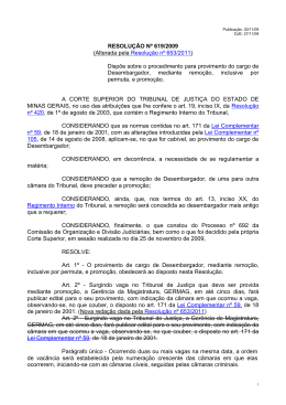 RESOLUÇÃO Nº 619/2009 - Tribunal de Justiça de Minas Gerais