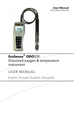 USER MANUAL EcoSense ODO200 Dissolved oxygen