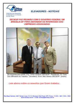 Audiencia - Seciesp faz reunião com o Governo Federal em Brasilia