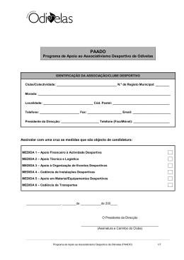 PAADO - Fichas de candidatura - Câmara Municipal de Odivelas