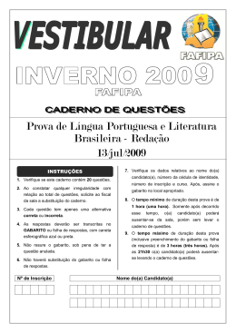 Prova de Língua Portuguesa e Literatura Brasileira