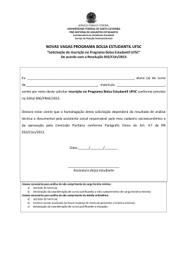 Solicitação de Inscrição no Programa Bolsa Estudantil UFSC