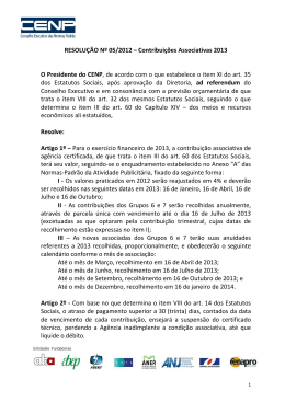 RESOLUÇÃO Nº 05/2012 – Contribuições Associativas 2013