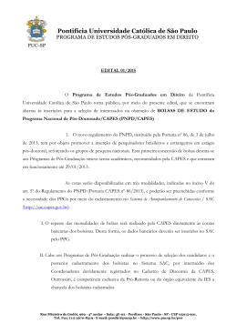 Edital Programa Nacional de Pós-Doutorado/CAPES - PUC-SP