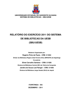 relatório do exercício 2011 do sistema de bibliotecas da uesb (sbu