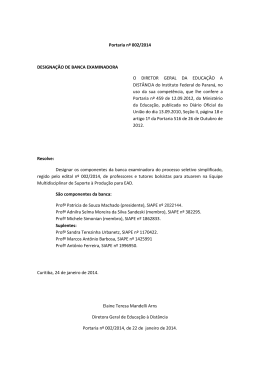 Portaria nº 002/2014 DESIGNAÇÃO DE BANCA