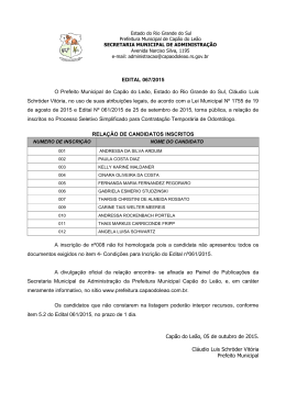 EDITAL 067/2015 O Prefeito Municipal de Capão do Leão, Estado