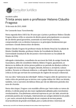 Trinta anos sem o Professor Heleno Cláudio Fragoso