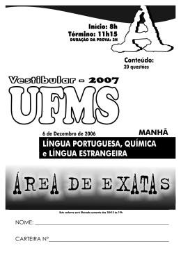 Processo Seletivo UFMS 2007 - Verão
