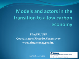 Models and actors in the transition to a low carbon economy