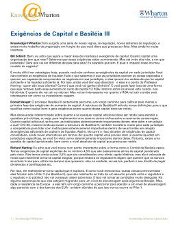 Exigências de Capital e Basiléia III