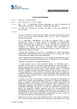 FICHA DOUTRINÁRIA Diploma: CIVA. D.L 147/2003 (RBC) Artigo
