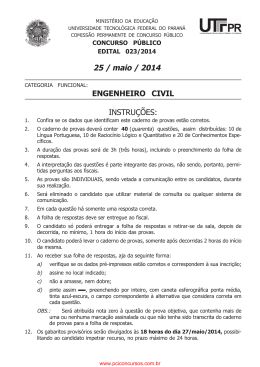 25 / maio / 2014 ENGENHEIRO CIVIL INSTRUÇÕES: