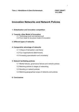 Innovation Networks and Network Policies