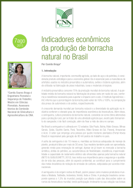 Indicadores econômicos da produção de borracha natural no Brasil