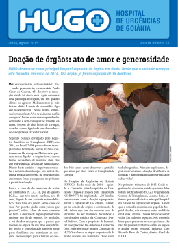 Jul / Ago 2015 - HUGO - Hospital de Urgências de Goiânia