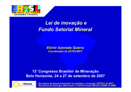 Lei de inovação e Fundo Setorial Mineral