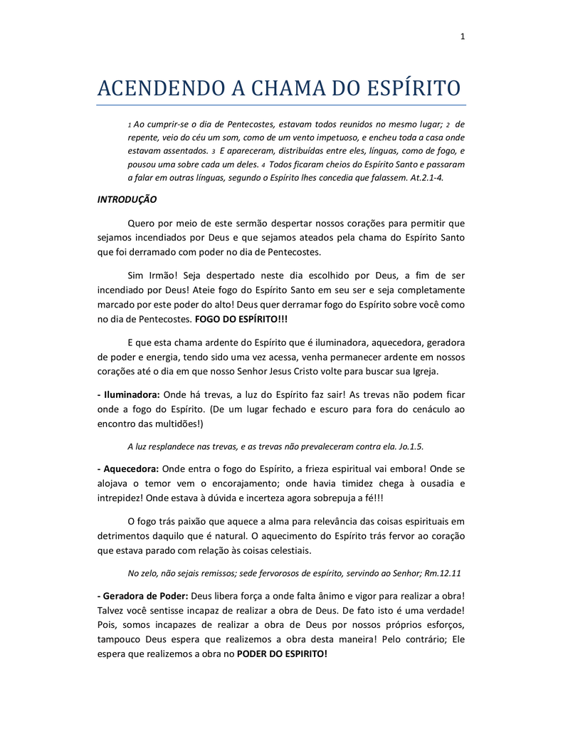 Acendendo A Chama Do Espirito