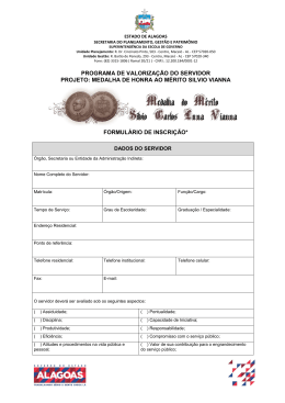 Formulário de inscrição - Medalha Silvio Vianna