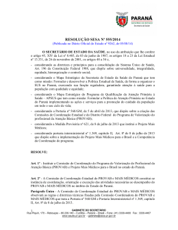 RESOLUÇÃO SESA Nº 555/2014
