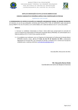 Edital de Convocação CCS nº 03/2015 - Centro de Seleção
