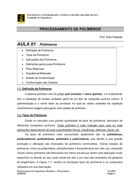 PROCESSAMENTO DE POLÍMEROS AULA 01 – Polímeros