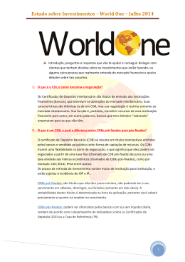 Estudo sobre Investimentos – World One – Julho 2014