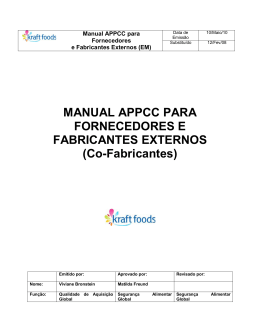 MANUAL HACCP DO FORNECEDOR E FABRICANTE EXTERNO