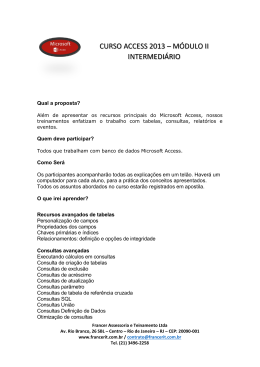 CURSO ACCESS 2013 – MÓDULO II INTERMEDIÁRIO
