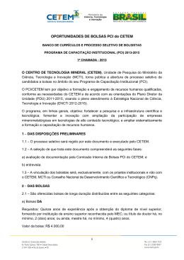 OPORTUNIDADES DE BOLSAS PCI do CETEM