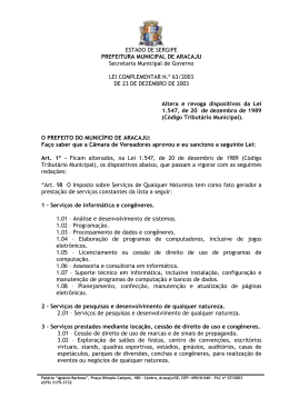 Lei Complementar 63/2003 - Prefeitura de Aracaju
