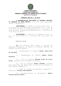 Portaria TRT-GP 91/2015 - Tribunal Regional do Trabalho da 6ª