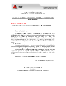 CONCURSO PÚBLICO 002/2015 PREFEITURA MUNICIPAL