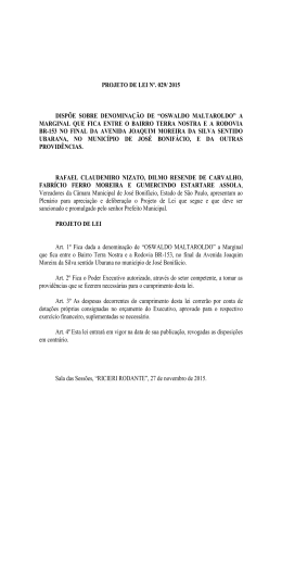projeto de lei nº. 029/ 2015 dispõe sobre denominação de “oswaldo