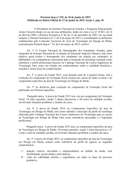Portaria Inep nº 225, de 10 de junho de 2015 Publicada no Diário