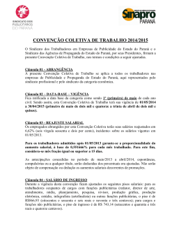 CONVENÇÃO COLETIVA DE TRABALHO Sinapro 2014/2015