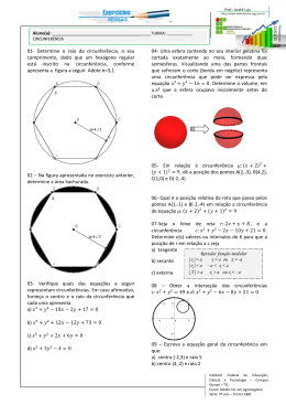 01- Determine o raio da circunferência, o seu