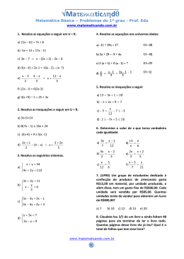 Matemática Básica – Problemas do 1º grau - Prof